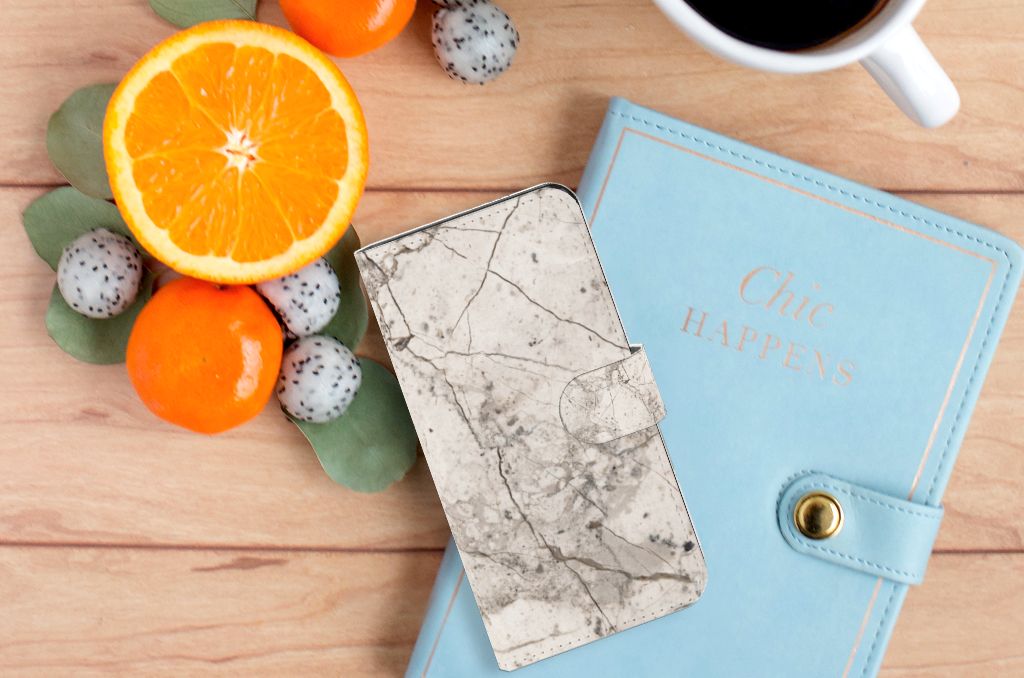 Xiaomi 13 Bookcase Marmer Beige boekcase marmer bovenaanzicht