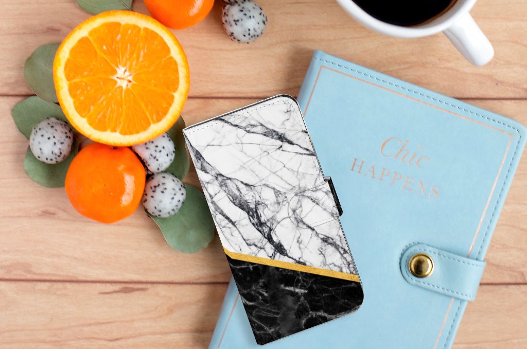 Xiaomi 13 Bookcase Marmer Wit Zwart Origineel Cadeau Man design marmer zwart wit aanzicht