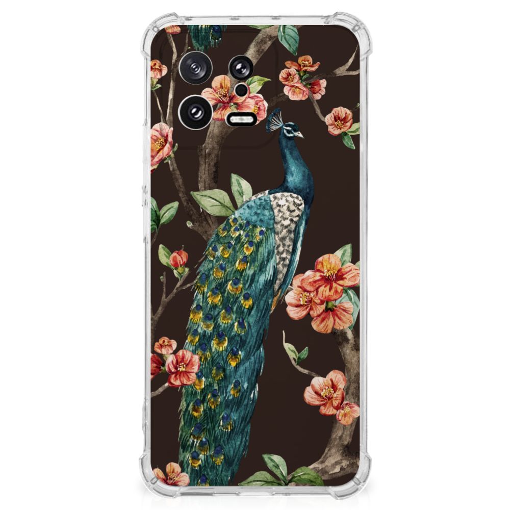 Xiaomi 13 Case Anti-shock Pauw met Bloemen patroon voorkant