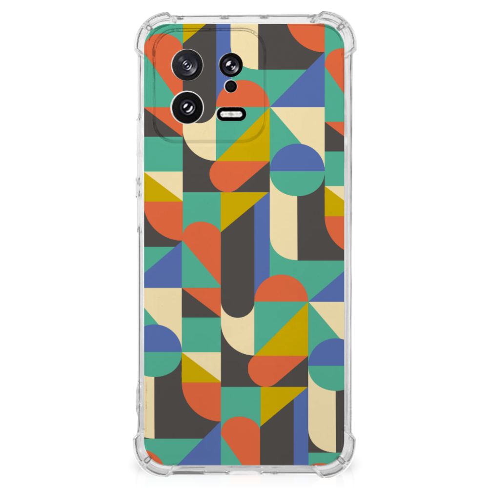 Xiaomi 13 Doorzichtige Silicone Hoesje Funky Retro ontwerp achterkant
