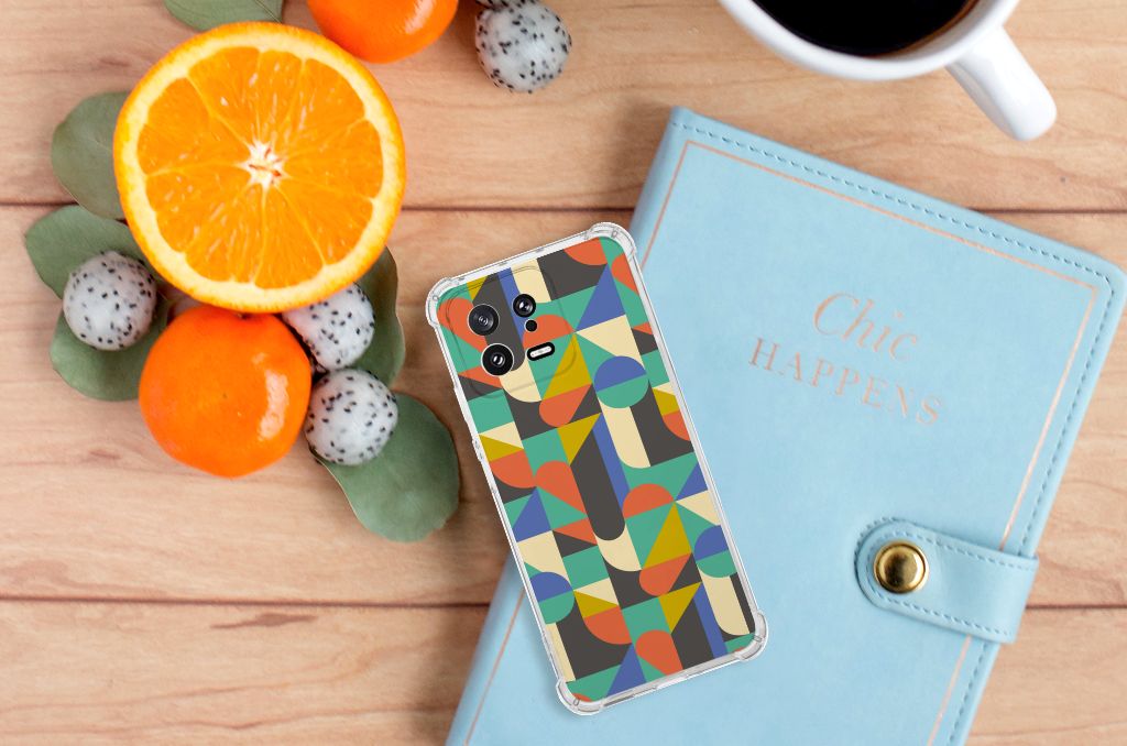 Xiaomi 13 Doorzichtige Silicone Hoesje Funky Retro bovenaanzicht