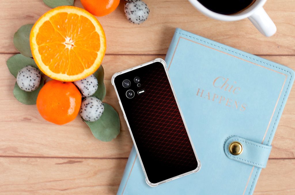 Xiaomi 13 Doorzichtige Silicone Hoesje Geruit Rood B2C Telecom