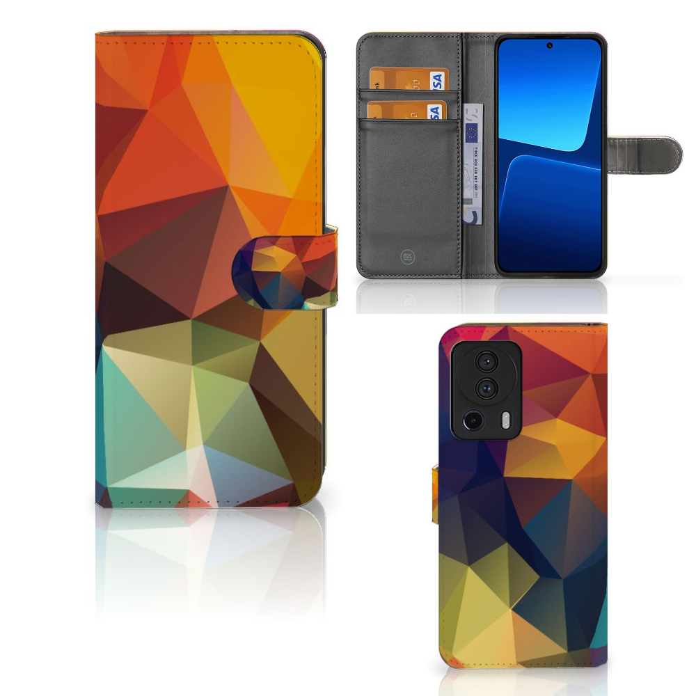 Xiaomi 13 Lite Book Case Polygon Color ontwerp voorkant binnenzijde