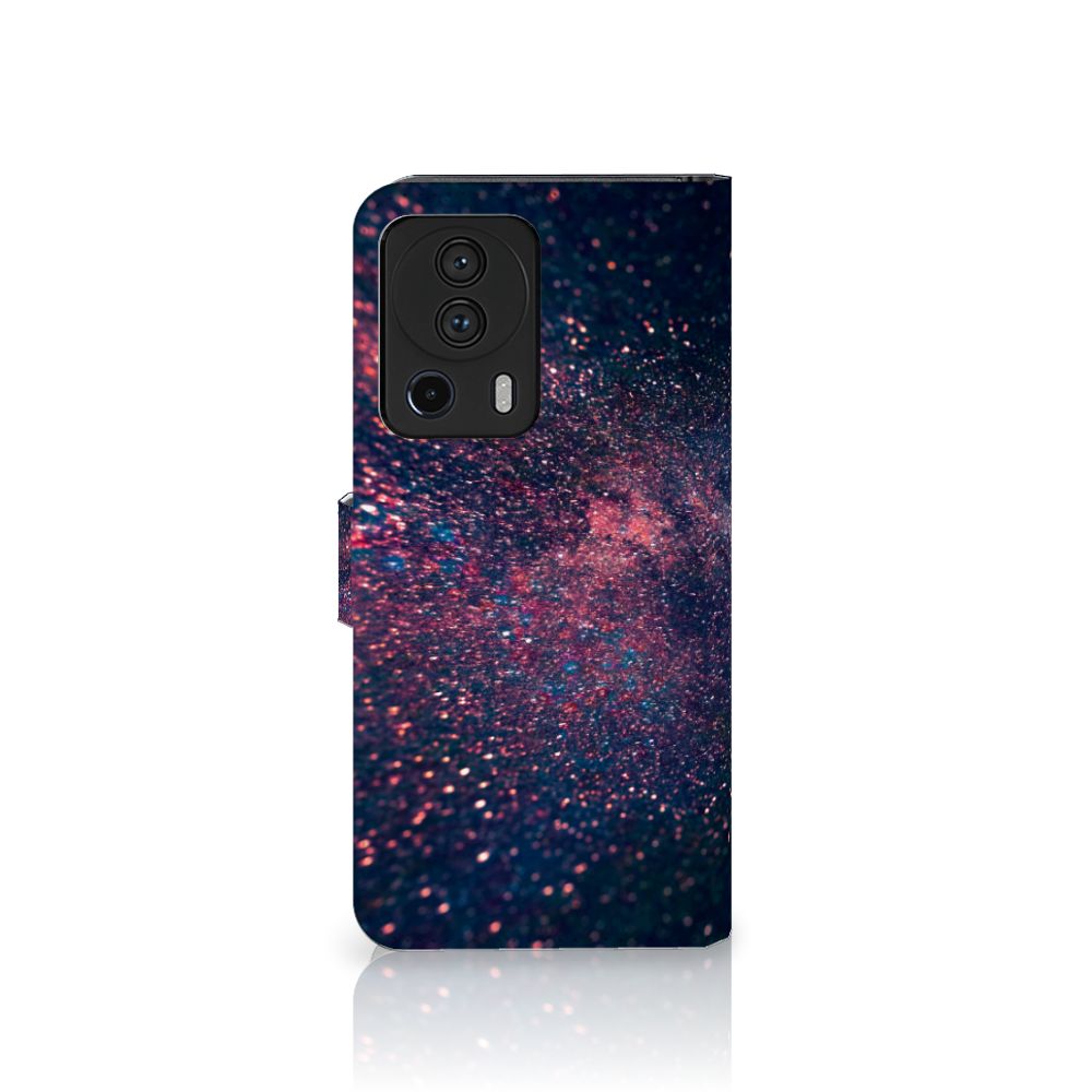Xiaomi 13 Lite Book Case Stars design sterren paars blauw zwart zijaanzicht