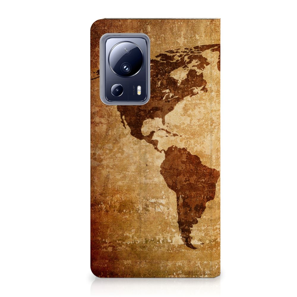 Xiaomi 13 Lite Book Cover Wereldkaart - stijlvolle bescherming met wereldkaart design, perfect als cadeau 🌍