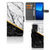 Xiaomi 13 Lite Bookcase Marmer Wit Zwart - Origineel Cadeau Man met luxe marmer design en gouden accenten.