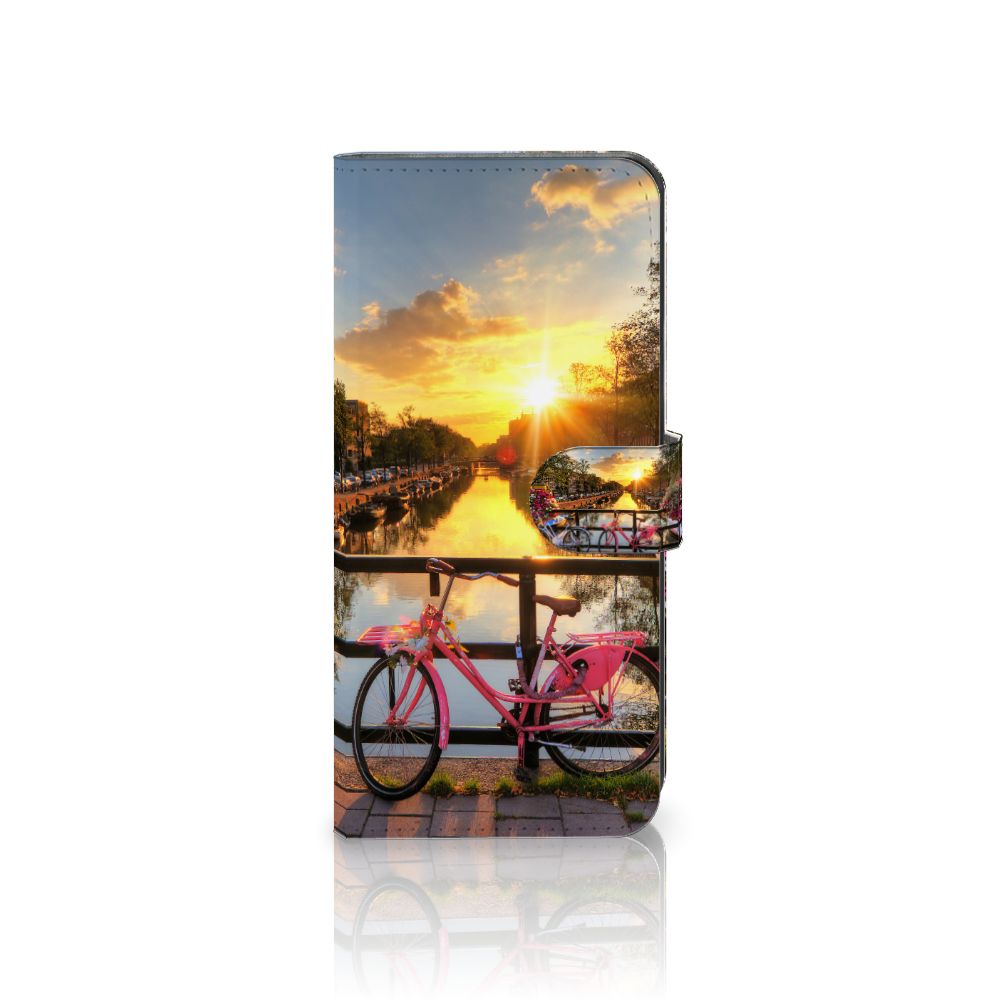 Xiaomi 13 Lite Flip Cover Amsterdamse Grachten telefoonhoesje fiets zonsondergang