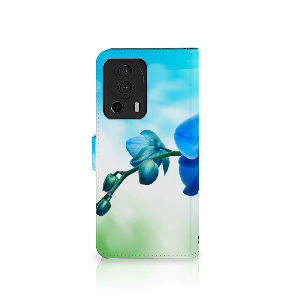 Xiaomi 13 Lite Hoesje Orchidee Blauw telefoonhoesje orchidee blauw vooraanzicht