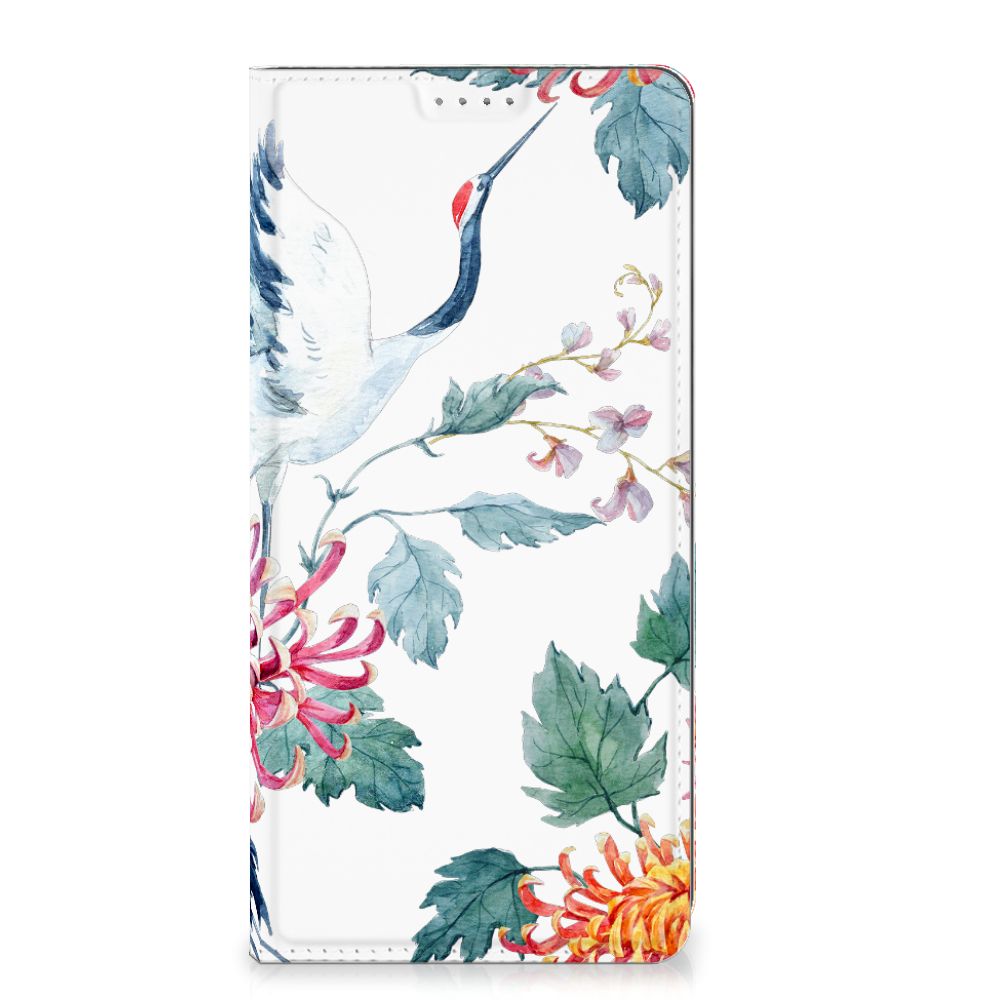 Xiaomi 13 Lite Hoesje maken Bird Flowers design ooievaar bloemen voorkant