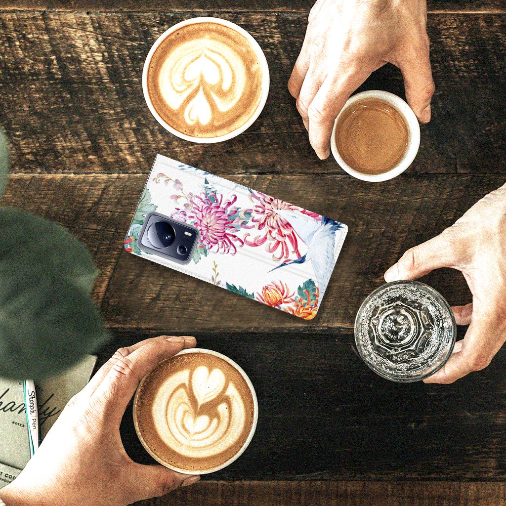 Xiaomi 13 Lite Hoesje maken Bird Flowers producttype designnaam aanzicht