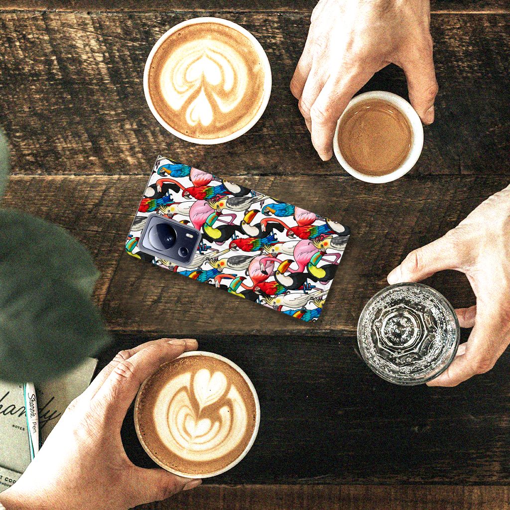 Xiaomi 13 Lite Hoesje maken Birds smartphonehoesje kleurrijk design aanzicht