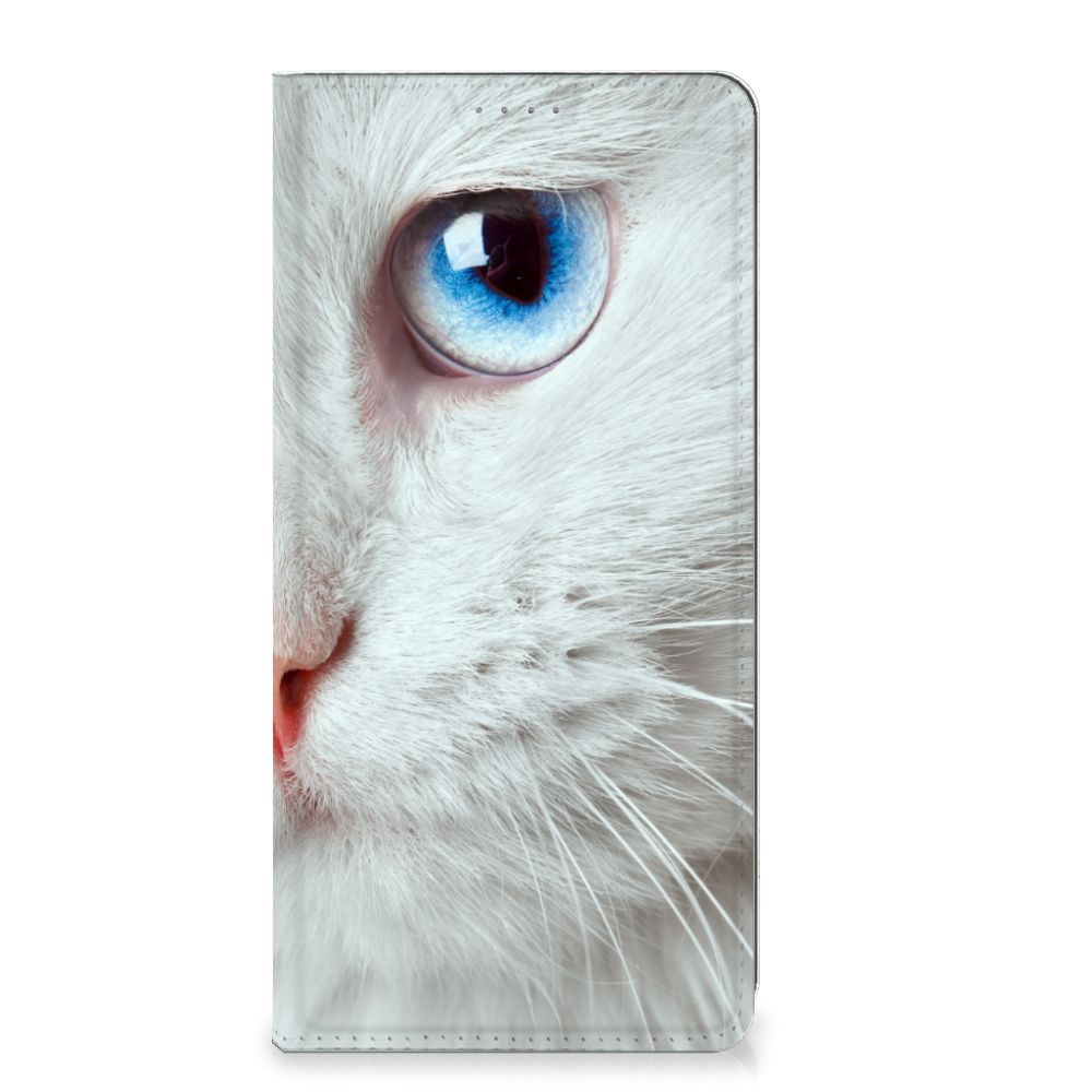 Xiaomi 13 Lite Hoesje maken Witte Kat stand case witte kat close-up