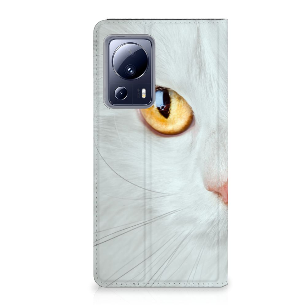 Xiaomi 13 Lite Hoesje maken Witte Kat design wit kat aanzicht