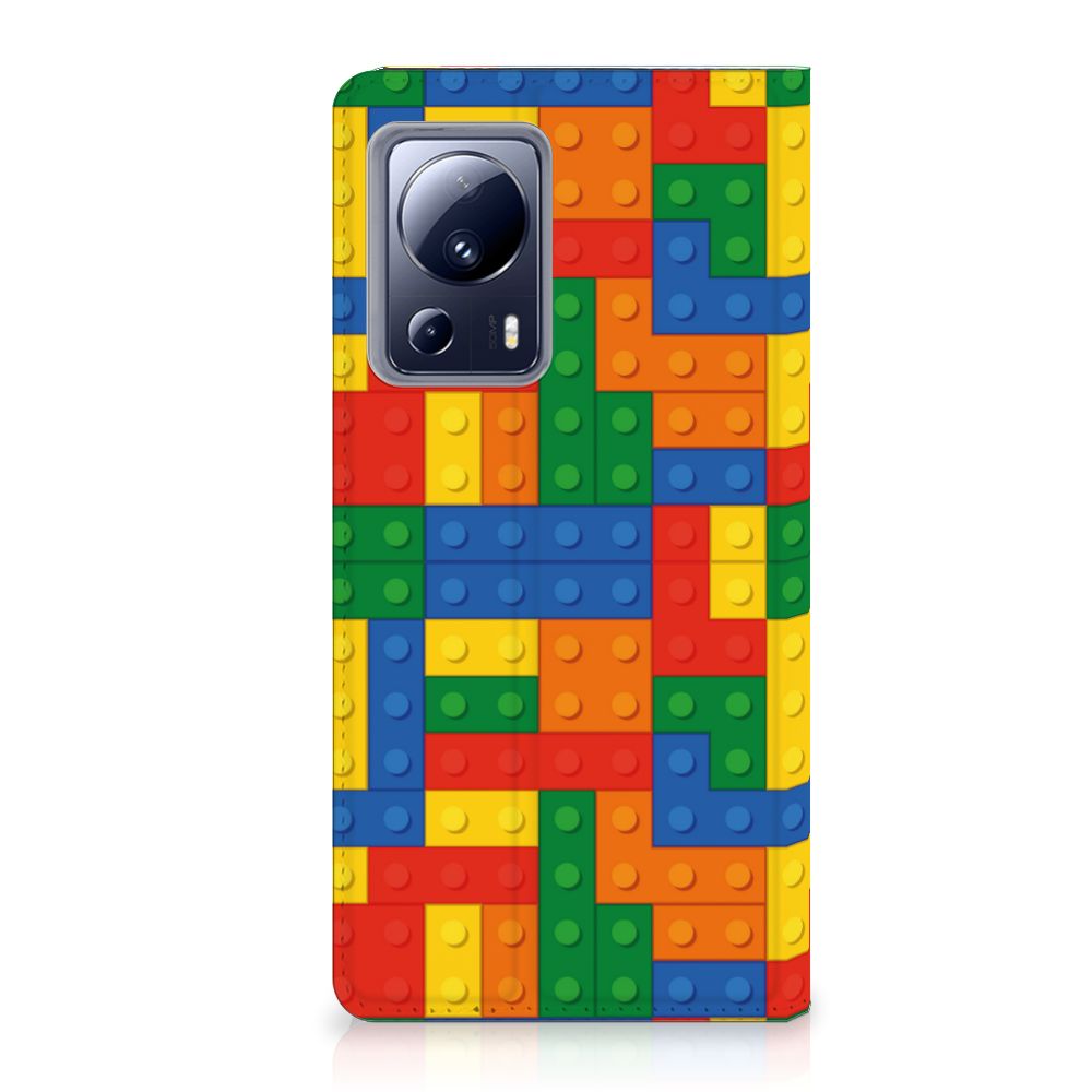 Xiaomi 13 Lite Hoesje met Magneet Blokken design hoesje kleurrijk aanzicht