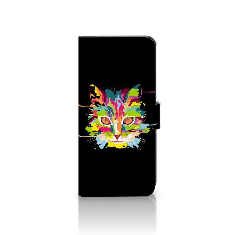 Xiaomi 13 Lite Leuk Hoesje Cat Color met kleurrijke kat en zwarte achtergrond, bescherming en duurzaamheid.