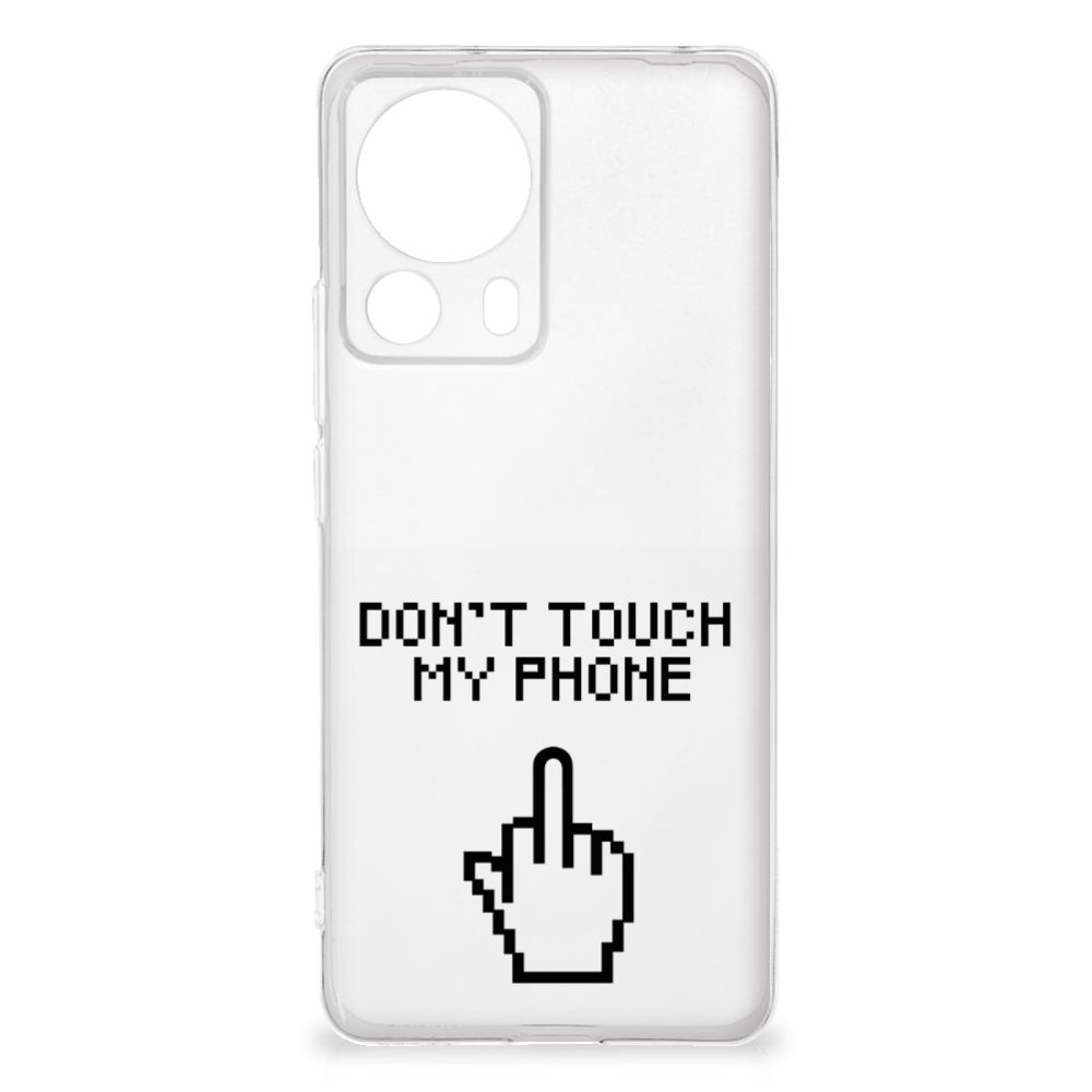 Xiaomi 13 Lite Silicone-hoesje Finger Don't Touch My Phone ontwerp voorkant