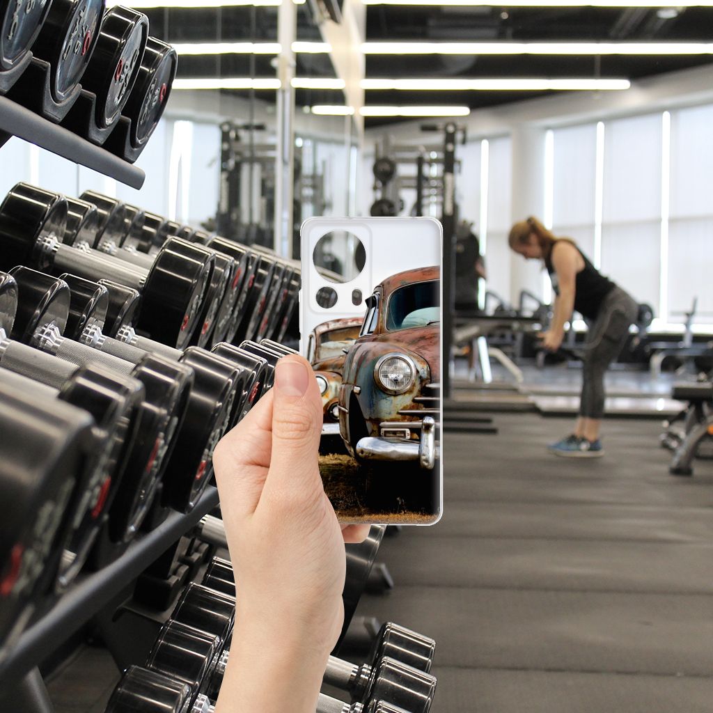 Xiaomi 13 Lite Siliconen Hoesje met foto Vintage Auto hand gewichten sportzaal