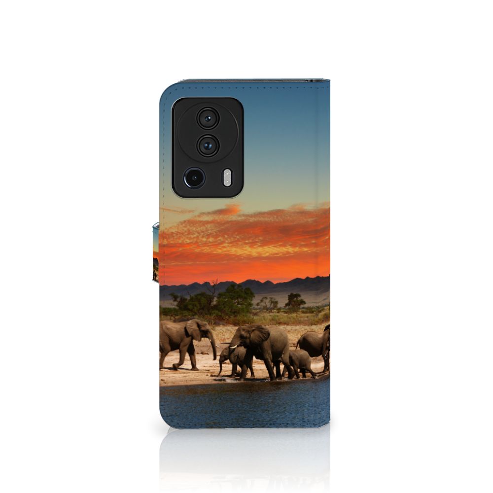 Xiaomi 13 Lite Telefoonhoesje met Pasjes Olifanten design olifanten aanzicht