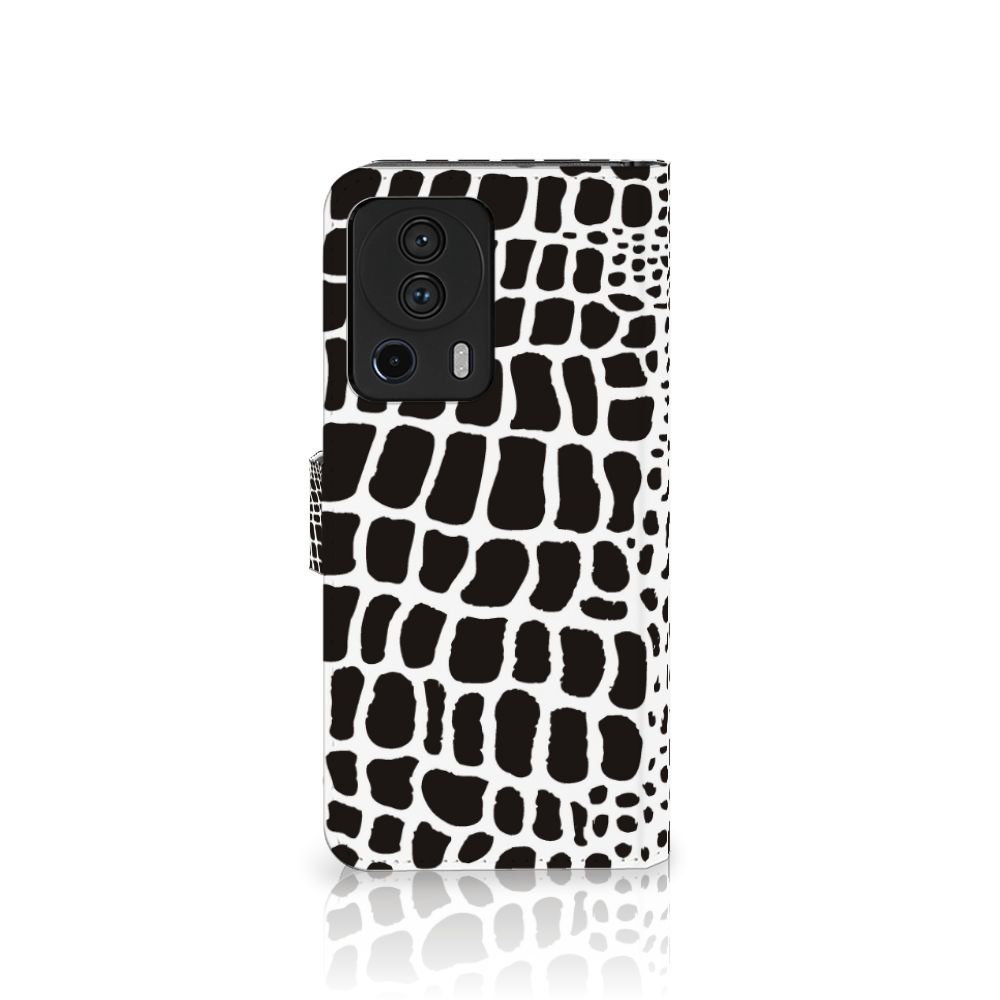 Xiaomi 13 Lite Telefoonhoesje met Pasjes Slangenprint zwart wit boekhoesje