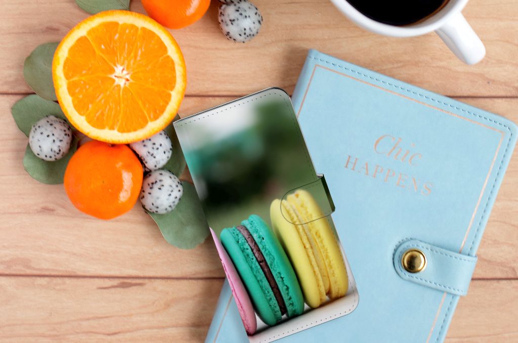 Xiaomi 13 Pro Book Cover Macarons met kleurrijke macarons, perfect als cadeau voor gebruiksgemak en stijlvolle bescherming.
