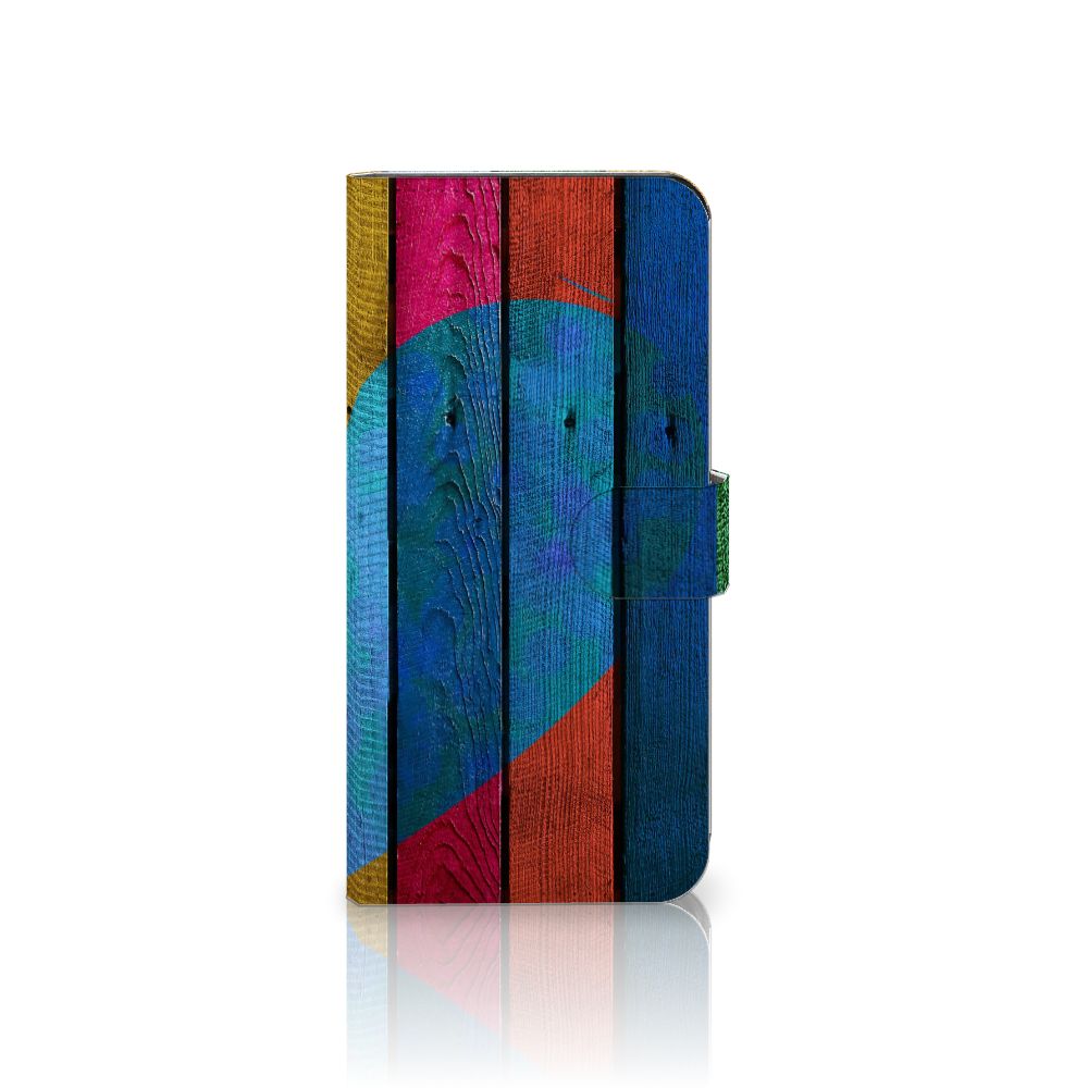 Xiaomi 13 Pro Book Style Case Wood Heart boekhoesje hart ontwerp voorkant