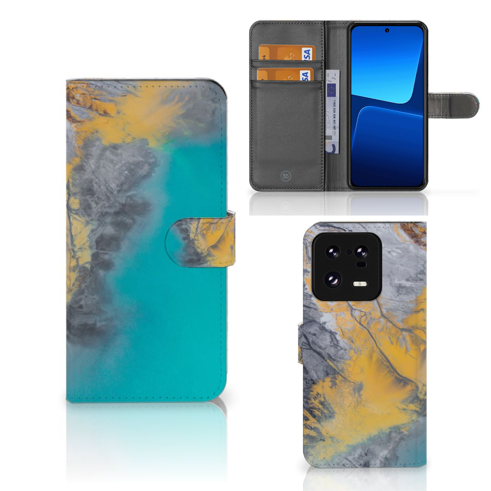 Xiaomi 13 Pro Bookcase Marble Blue Gold