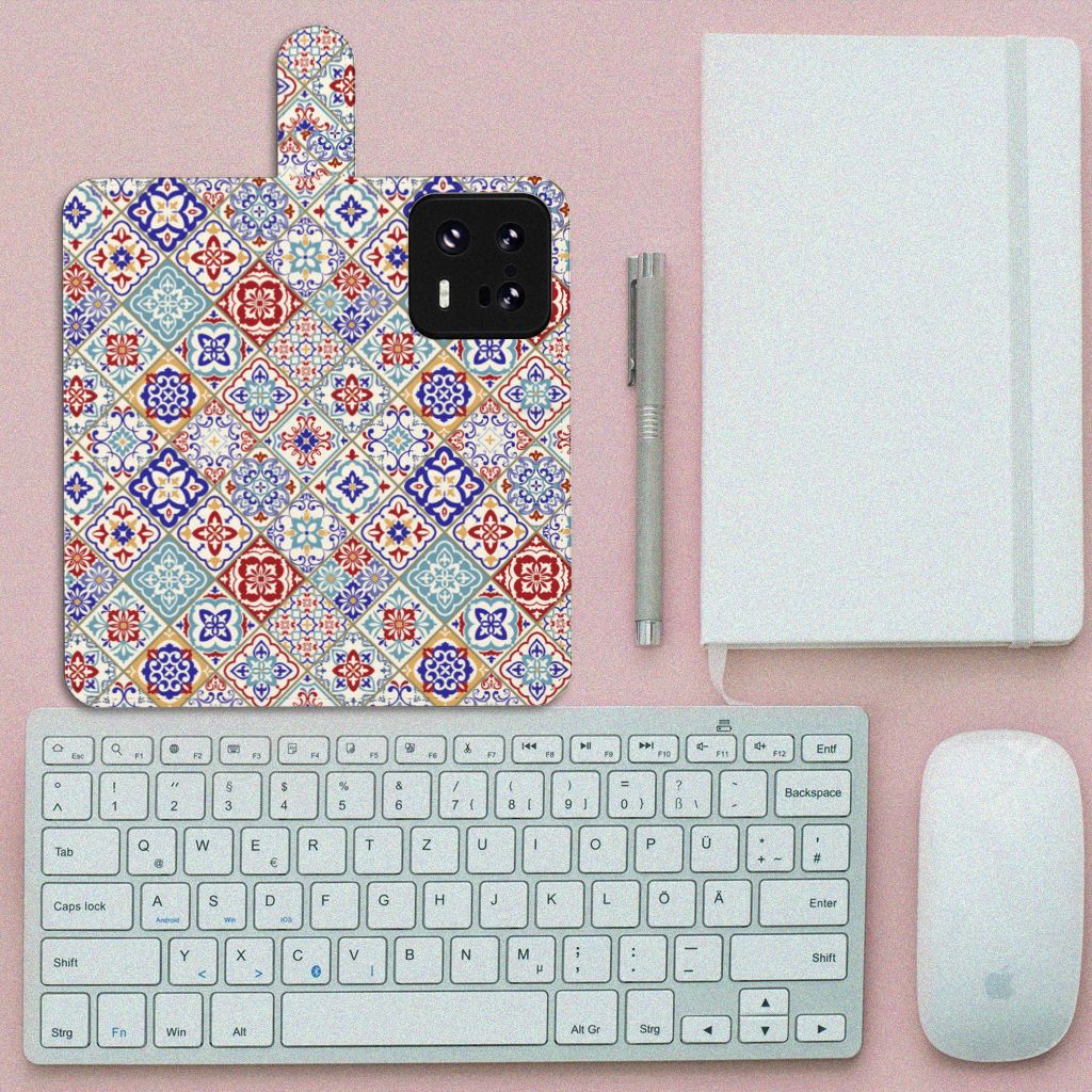 Xiaomi 13 Pro Bookcase Tiles Color boekhoes design Turkse tegels voorkant