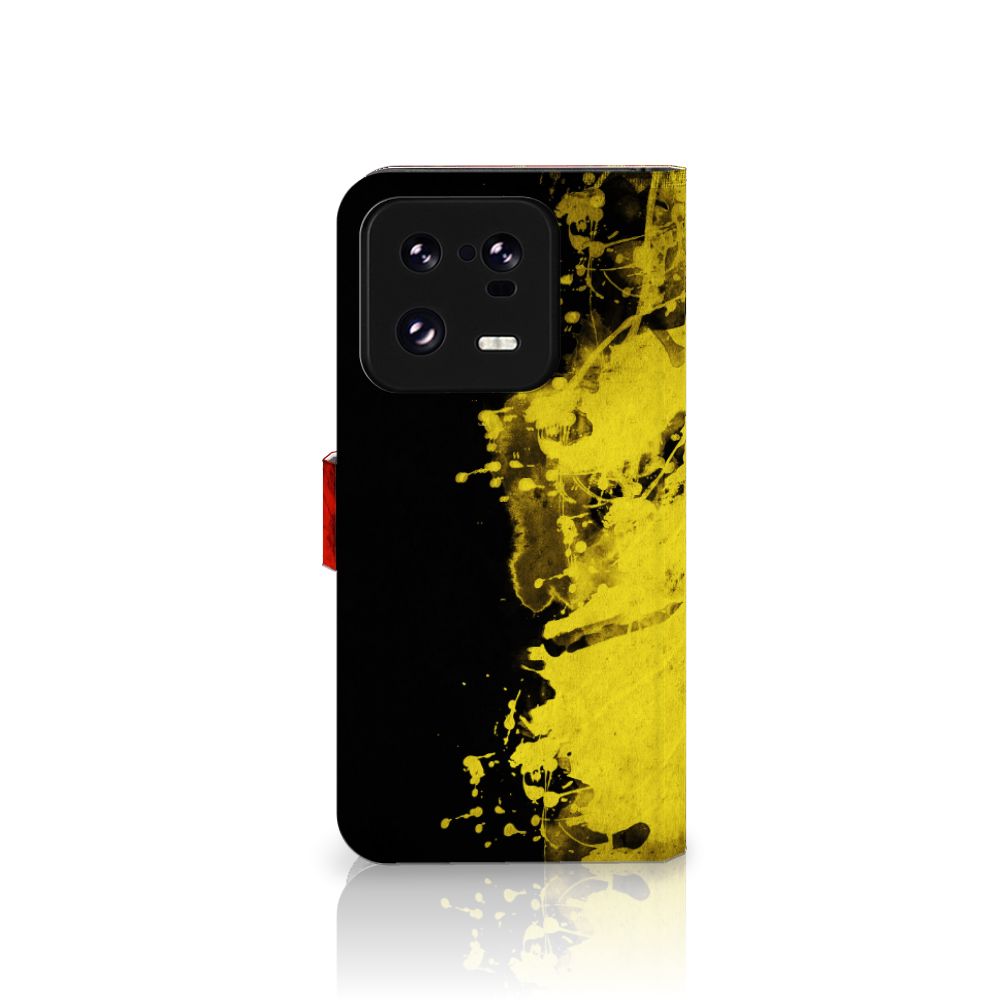 Xiaomi 13 Pro Bookstyle Case België ontwerp zwart geel zijaanzicht