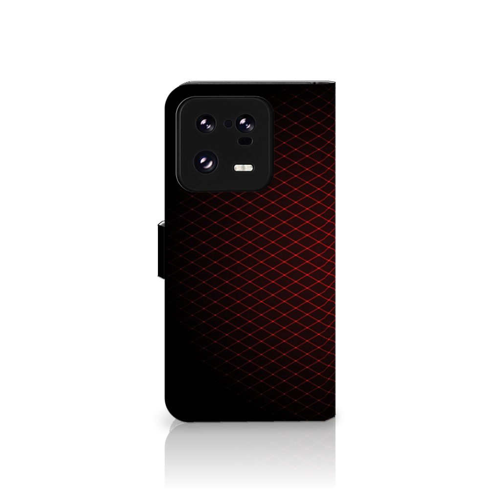 Xiaomi 13 Pro Telefoon Hoesje Geruit Rood met minimalistisch design en ruimte voor pasjes