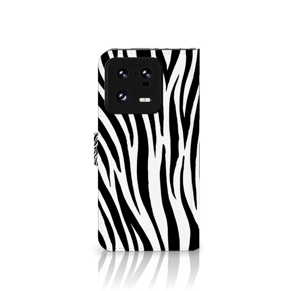 Xiaomi 13 Pro Telefoonhoesje met Pasjes Zebra zebraprint design achteraanzicht
