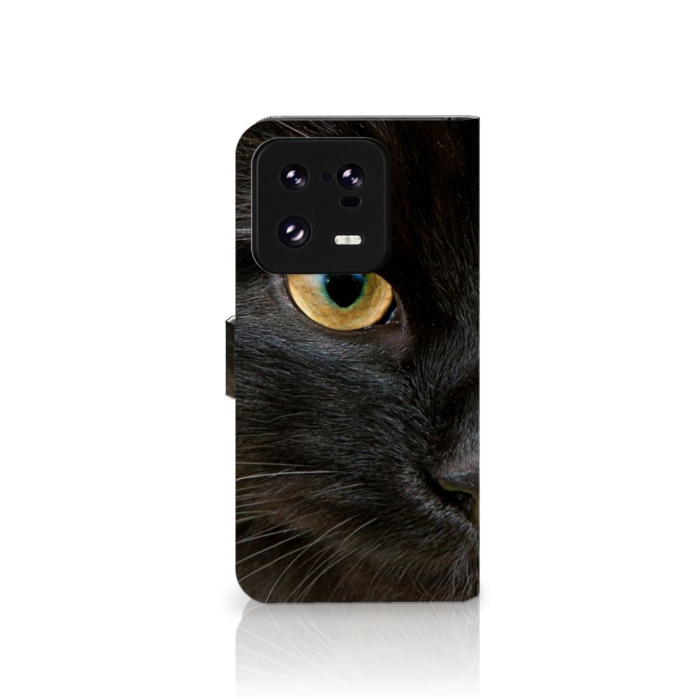 Xiaomi 13 Pro Telefoonhoesje met Pasjes Zwarte Kat hoesje ontwerp zwart kat aanzicht
