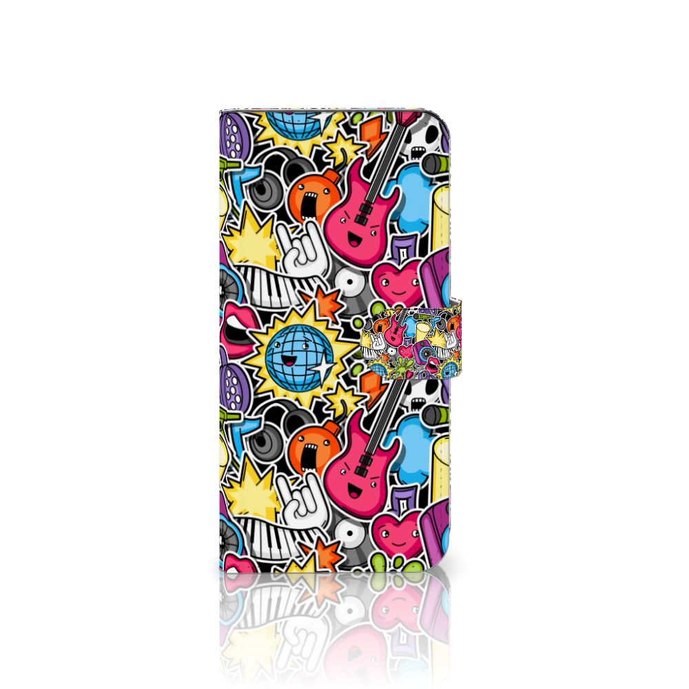 Xiaomi 13 Pro Wallet Case met Pasjes Punk Rock met kleurrijke gitaren en discoballen voor stijl en bescherming.