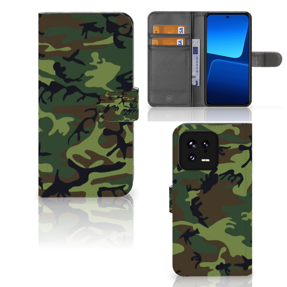 Xiaomi 13 Telefoon Hoesje Army Dark telefoonhoesje camouflage print boekhoesje
