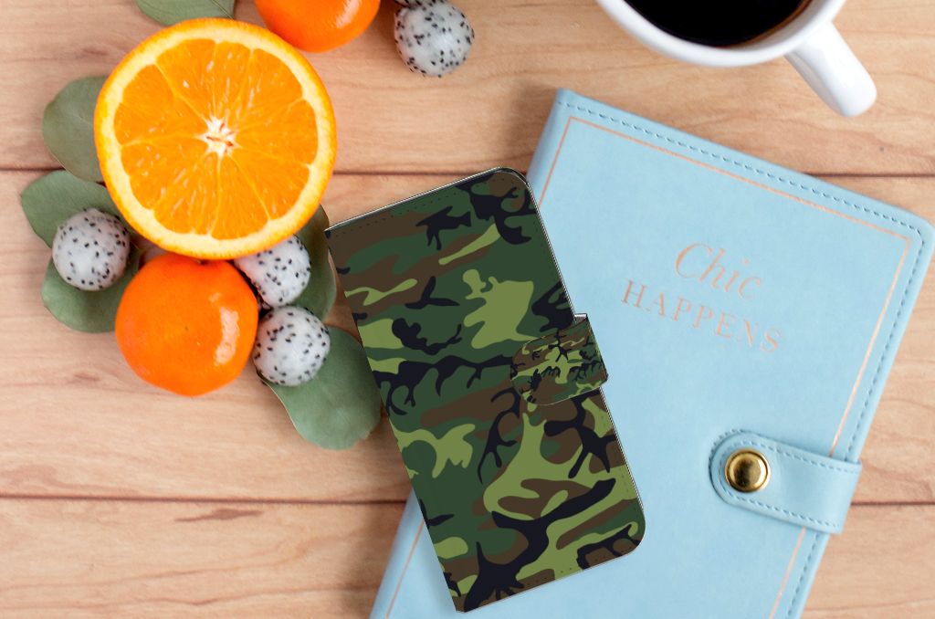 Xiaomi 13 Telefoon Hoesje Army Dark boekhoesje camouflage print aanzicht