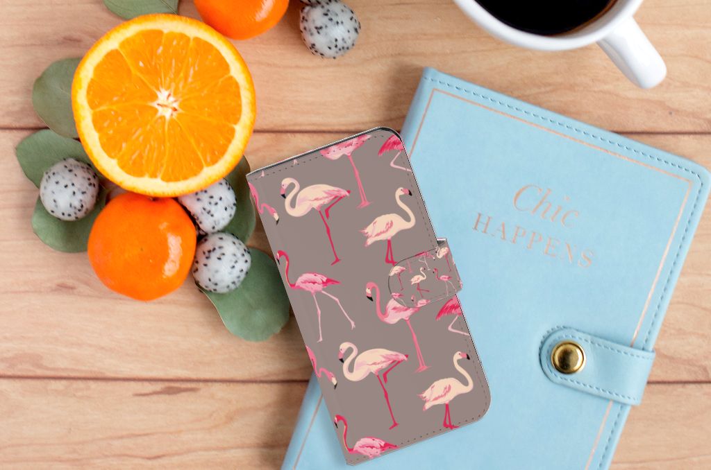 Xiaomi 13 Telefoonhoesje met Pasjes Flamingo design flamingo bovenkant