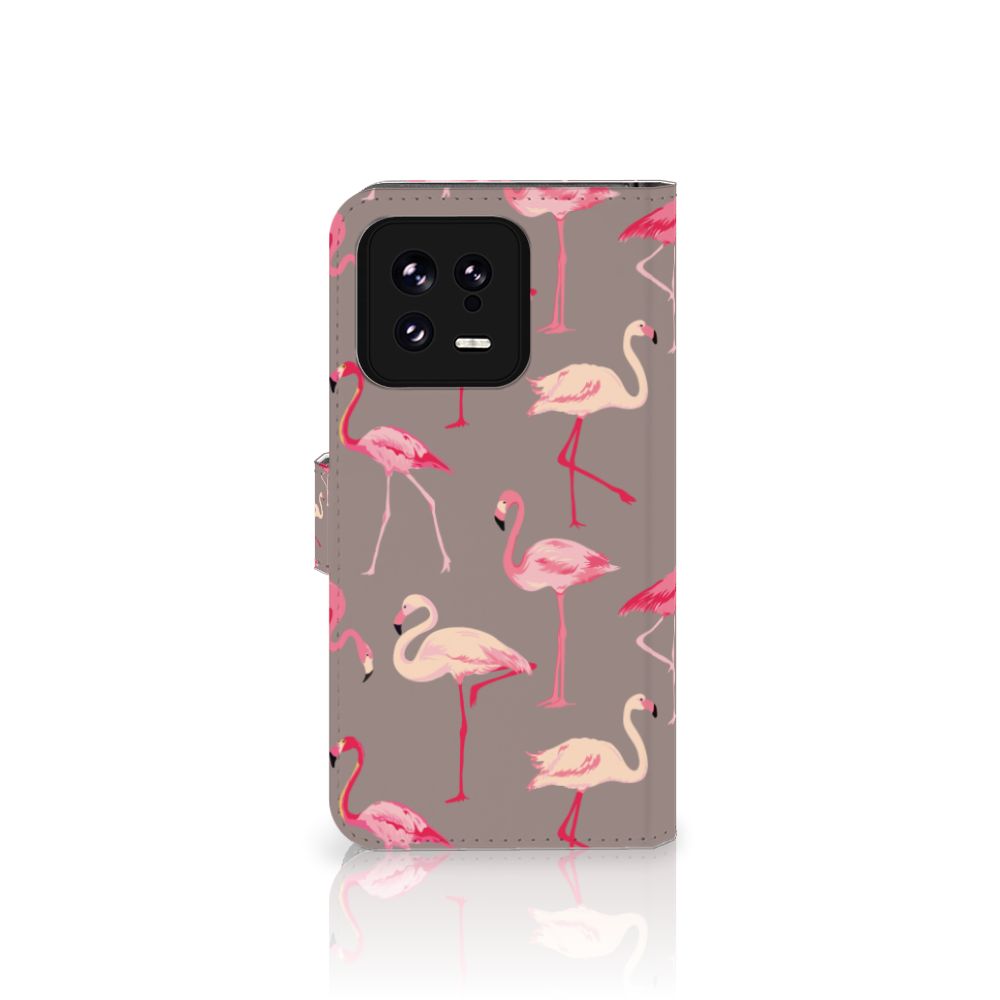 Xiaomi 13 Telefoonhoesje met Pasjes Flamingo hoesje design flamingo aanzicht