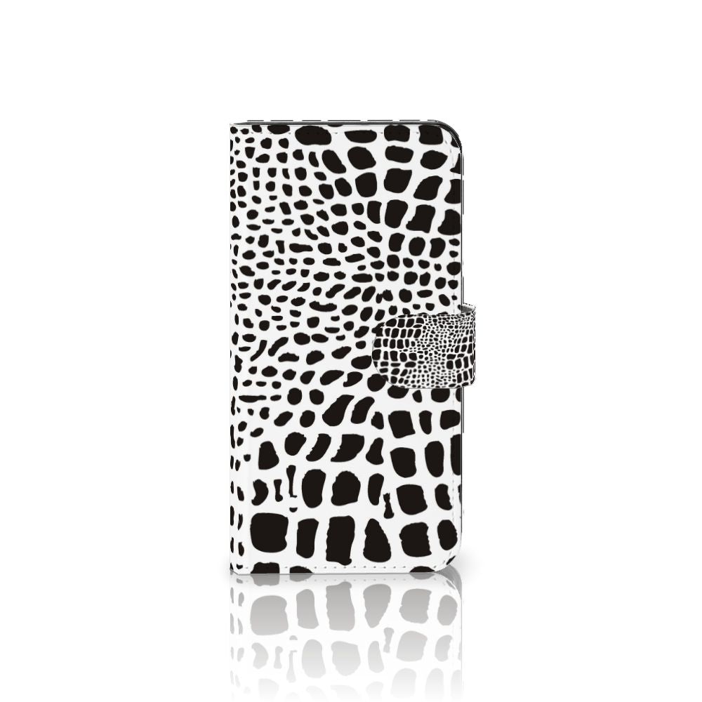 Xiaomi 13 Telefoonhoesje met Pasjes Slangenprint boekhoesje slangenprint zwart wit vooraanzicht