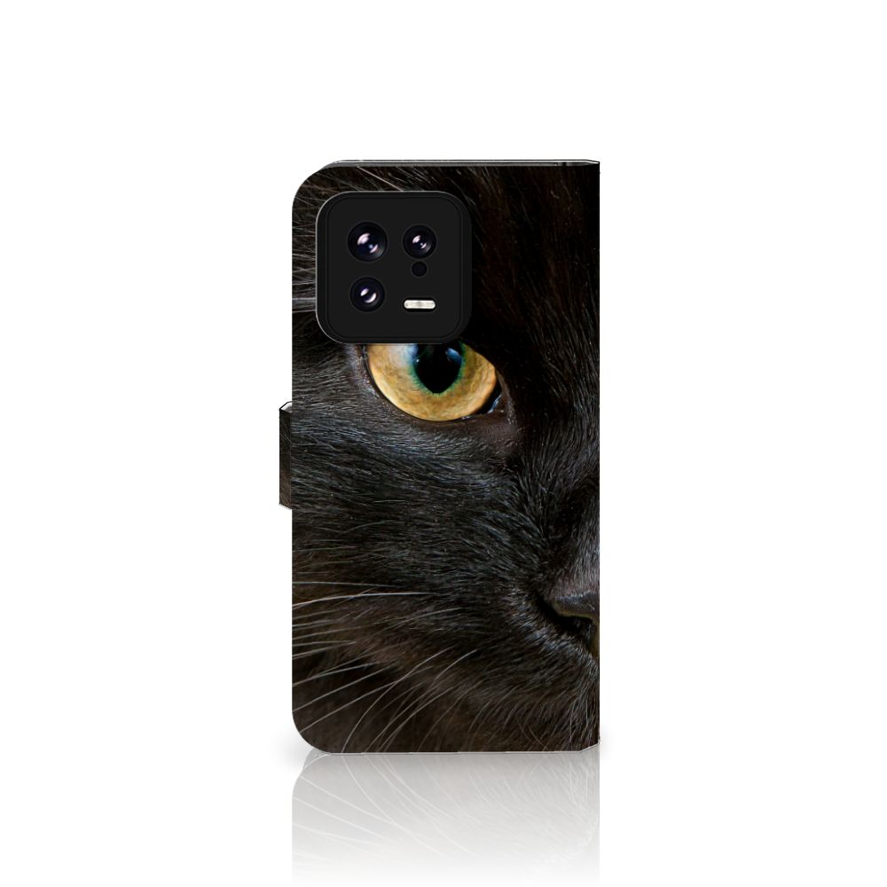 Xiaomi 13 Telefoonhoesje met Pasjes Zwarte Kat design zwarte kat vooraanzicht