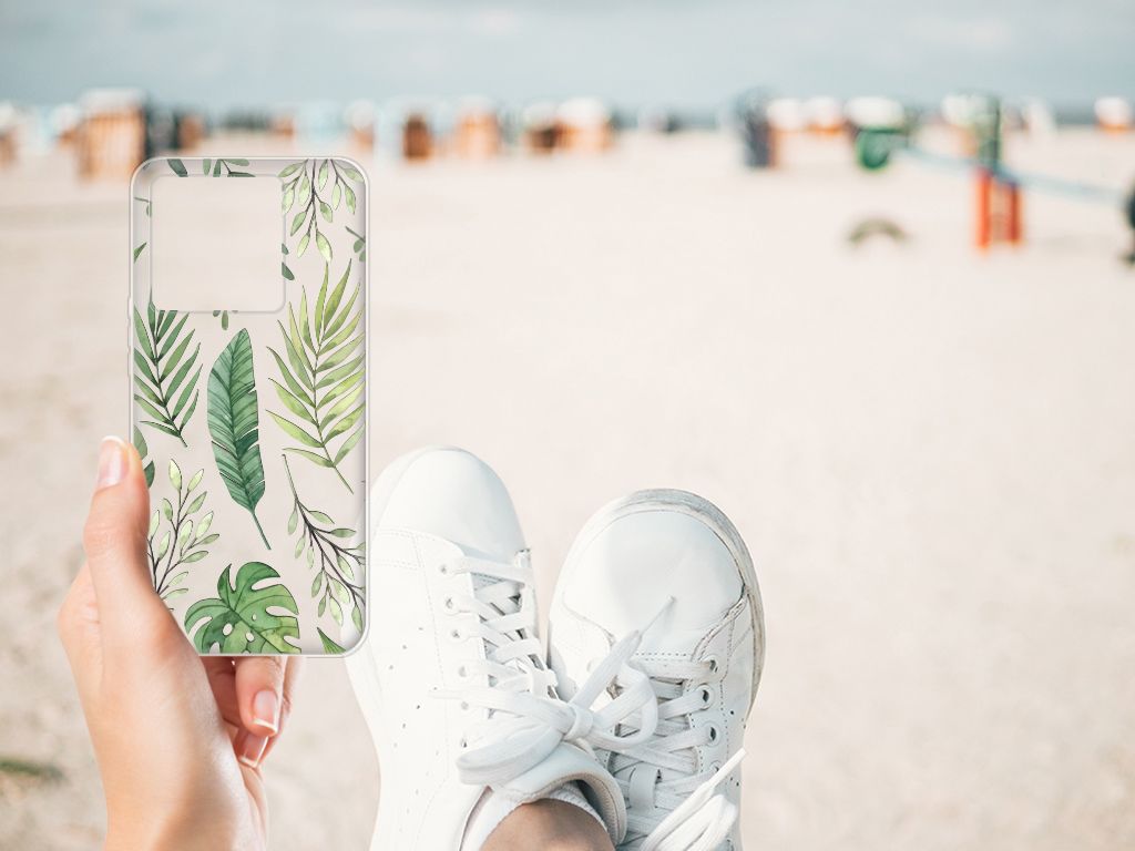 Xiaomi 13T TPU Case Leaves bladeren strand hand schoenen