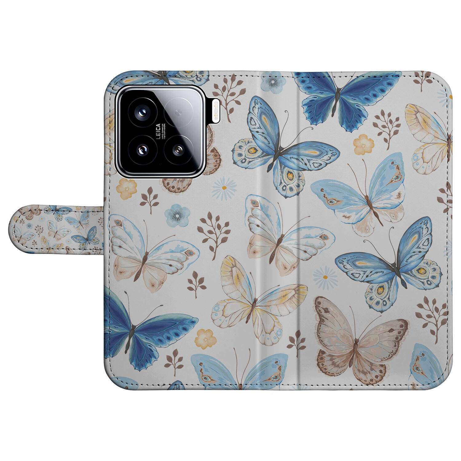 Xiaomi 15 Book Case ‘Butterfly Elegance’ stijlvol telefoonhoesje vlinderdesign aanzicht