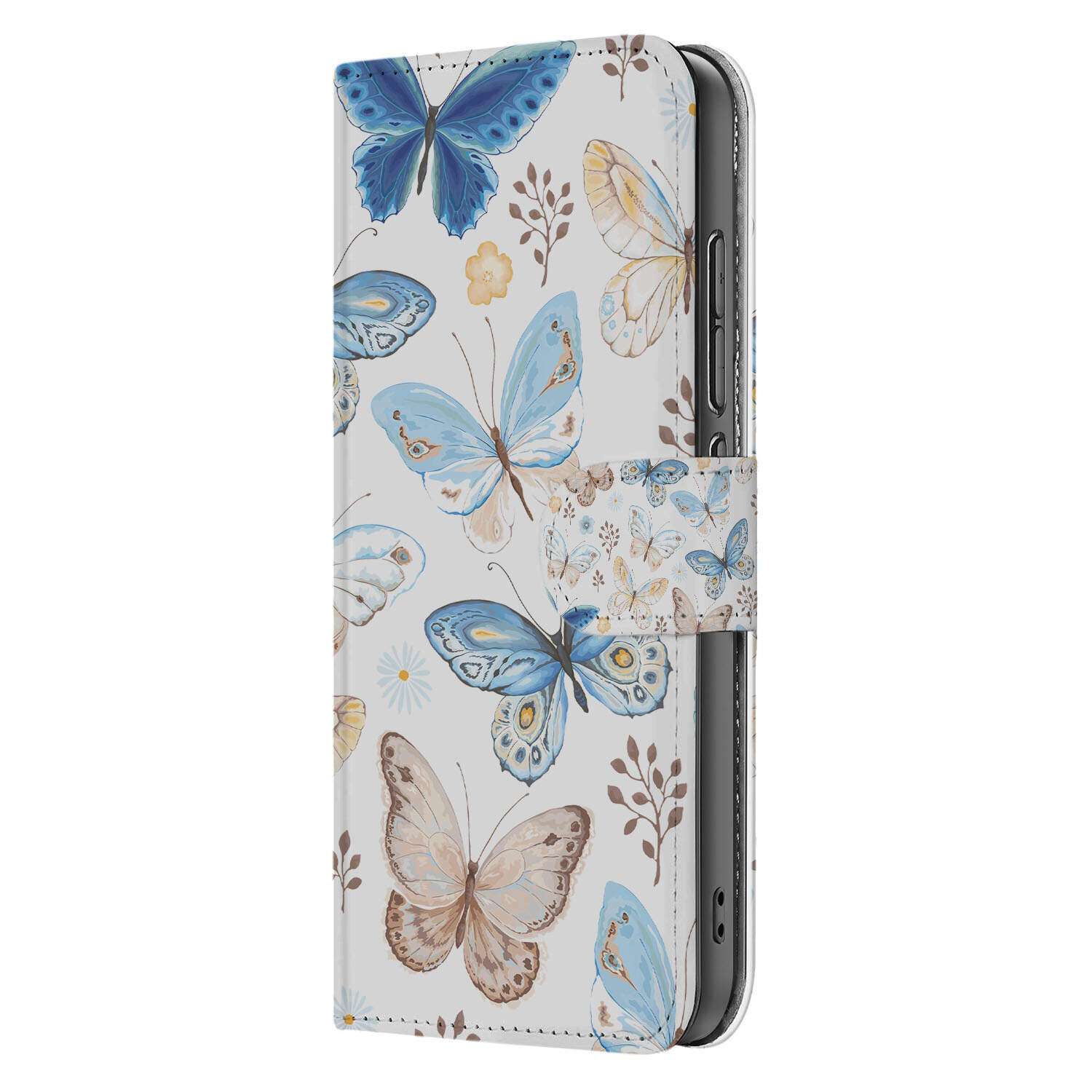Xiaomi 15 Book Case ‘Butterfly Elegance’ telefoonhoesje vlinderontwerp zijkant