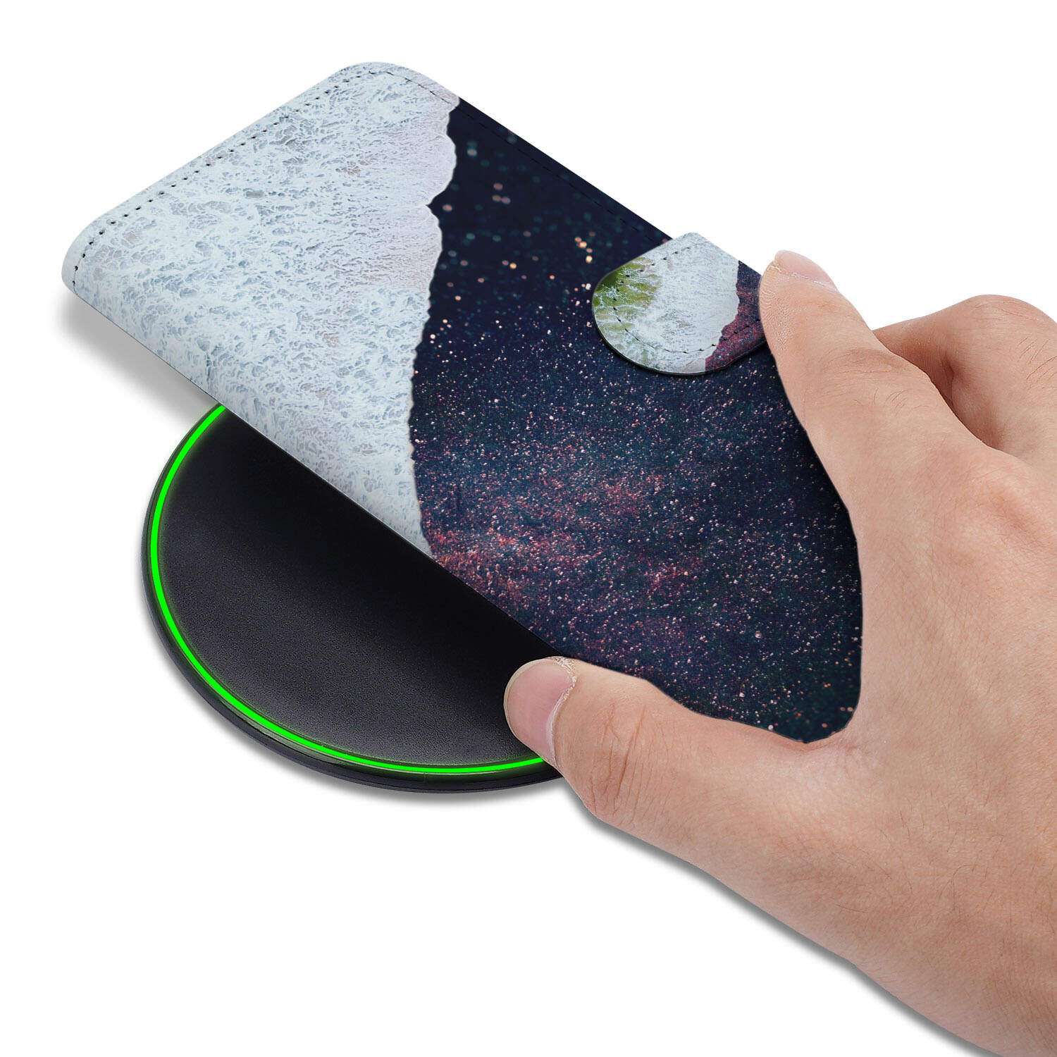 Xiaomi 15 Book Case Sea in Space boekhoes hand aanzicht