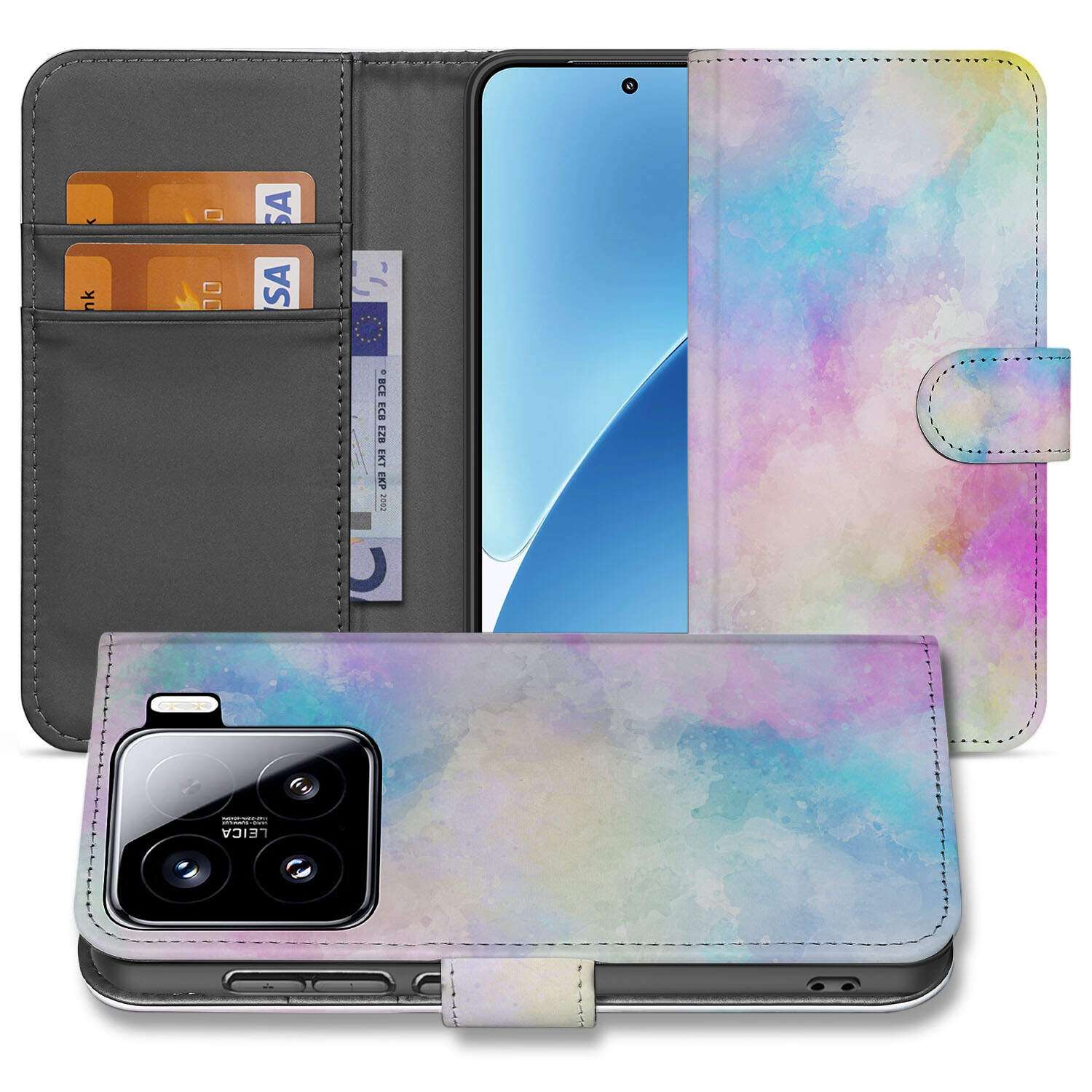 Xiaomi 15 Book Case ‘Watercolor Light’ elegant beschermend hoesje design aquarel aanzicht