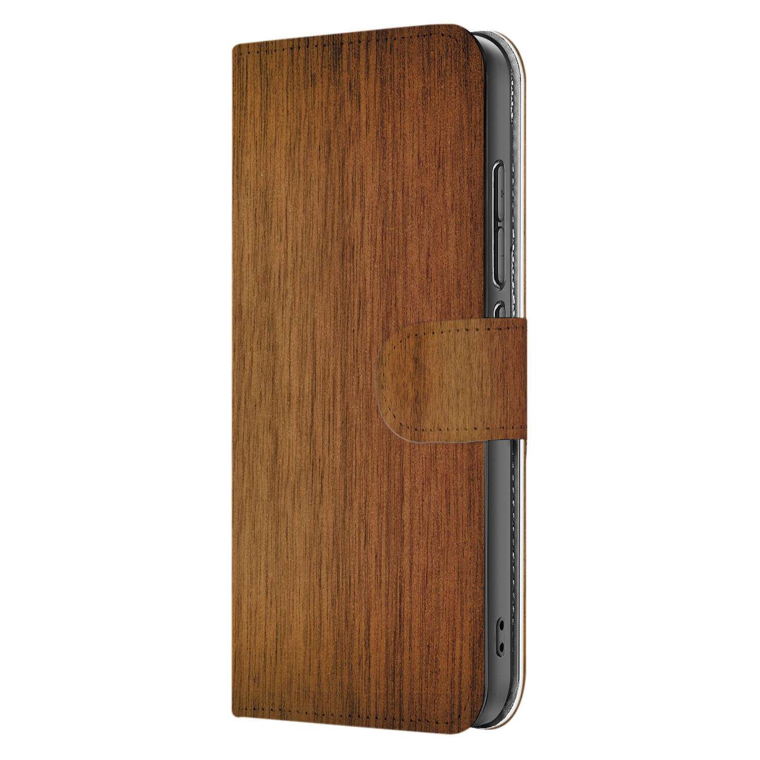 Xiaomi 15 Book Style Case Donker Hout boek case donkerhout voorkant