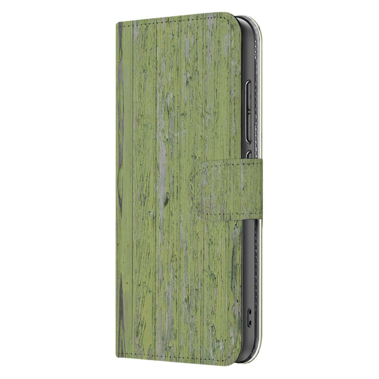Xiaomi 15 Book Style Case Green Wood book case groen hout zijaanzicht