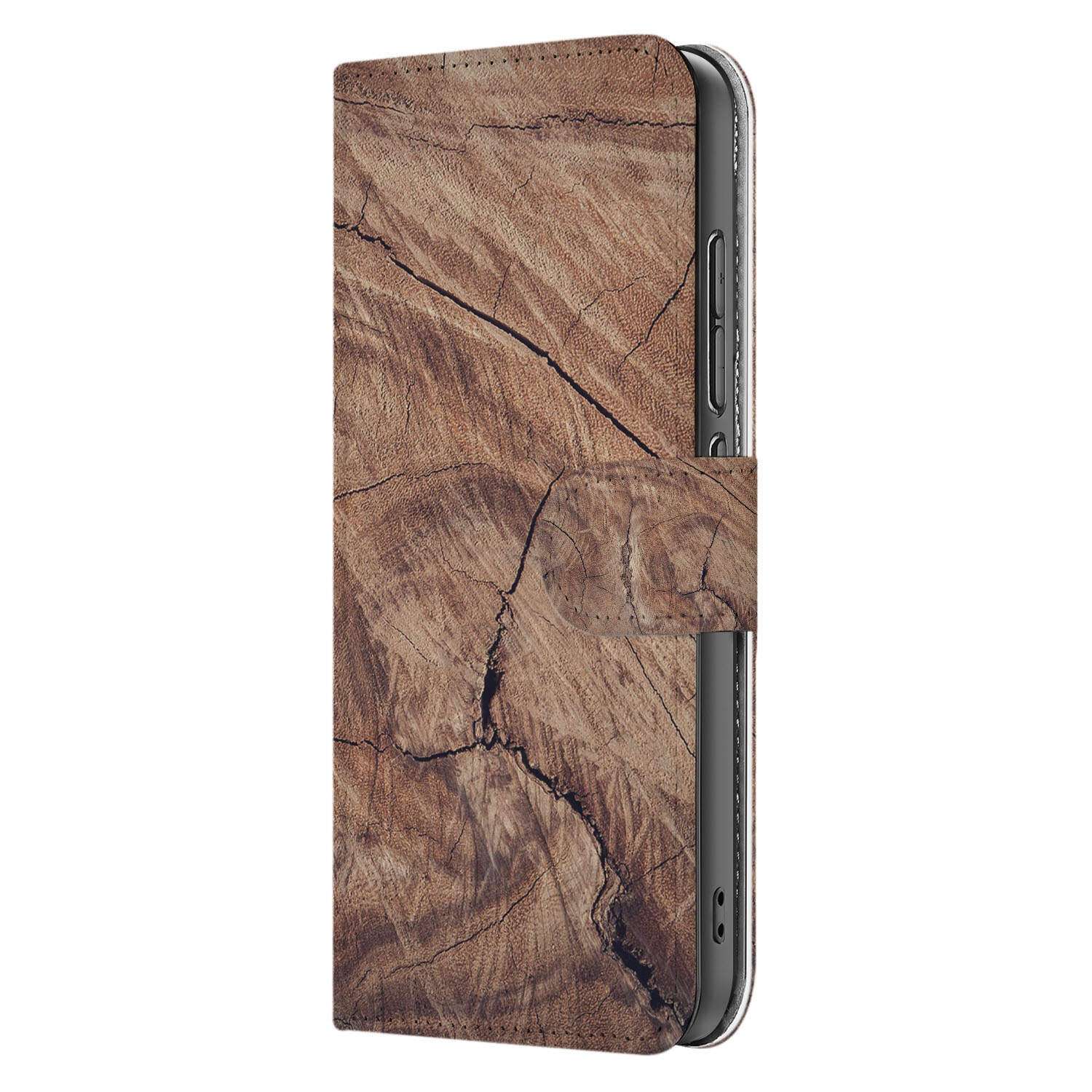 Xiaomi 15 Book Style Case Tree Trunk boekcase boomschors aanzicht