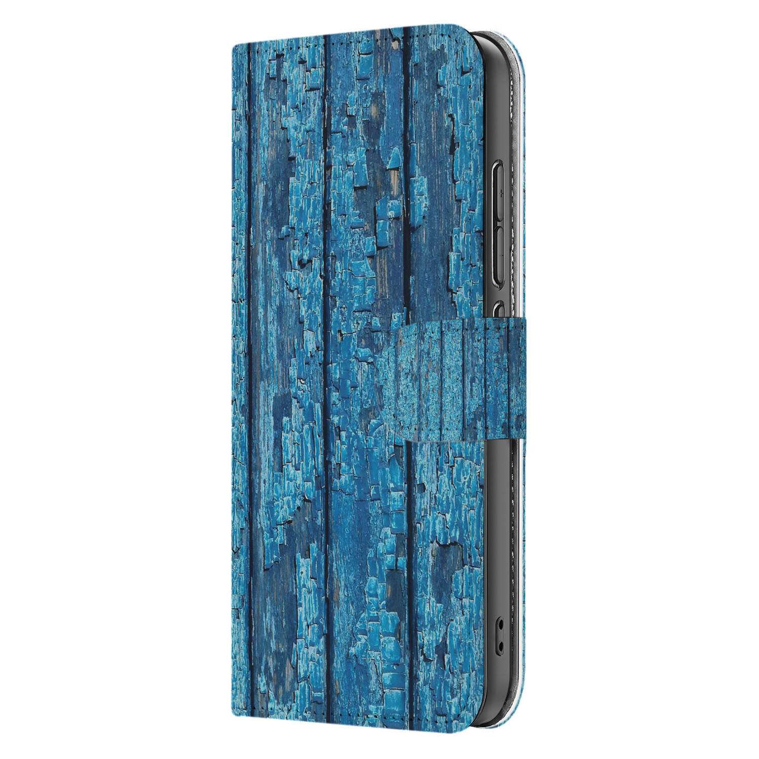 Xiaomi 15 Book Style Case Wood Blue book case blauw hout aanzicht