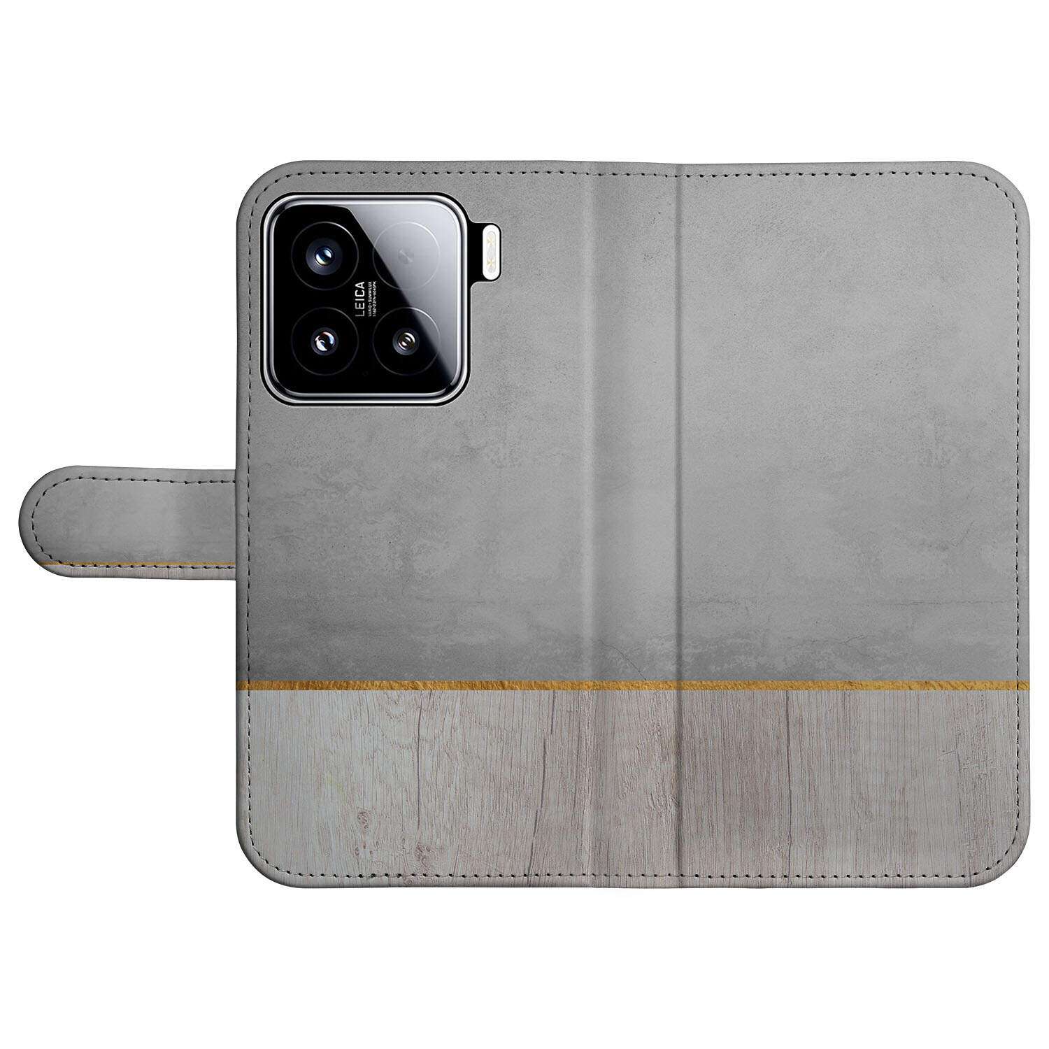 Xiaomi 15 Book Style Case Wood Concrete book case design wood concrete voorkant