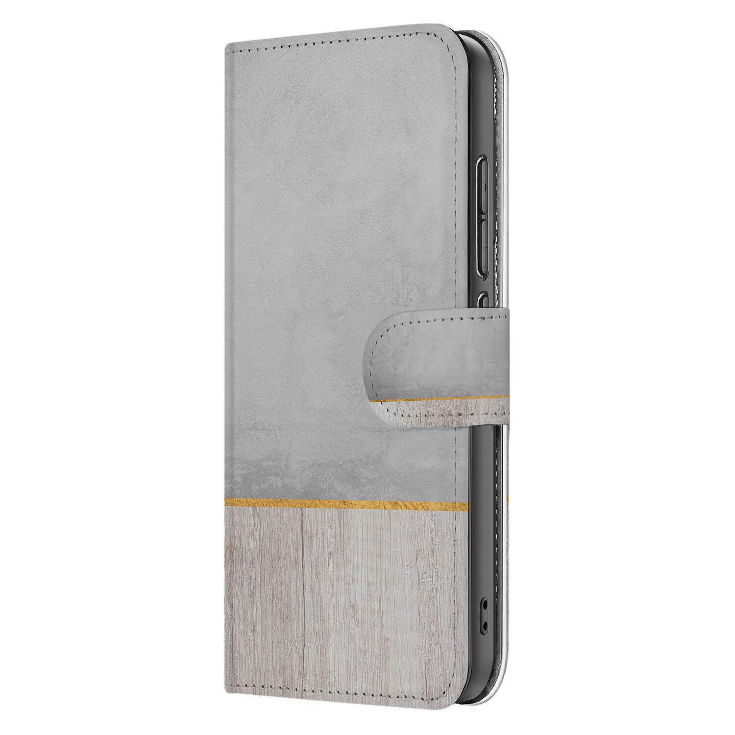 Xiaomi 15 Book Style Case Wood Concrete book case hout beton aanzicht