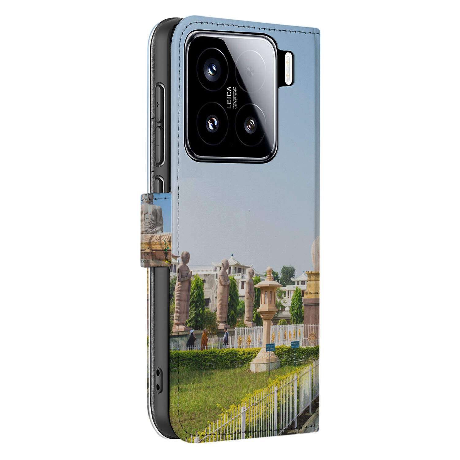Xiaomi 15 Flip Cover Boeddha book case design aanzicht